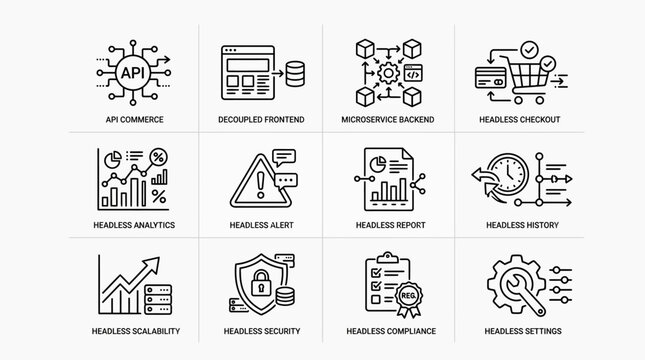 Set of hand drawn doodle business technology and software development icons.