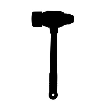 Sledgehammer set with clean black silhouette on white background featuring demolition, construction, heavy tool with sharp edges and solid silhouette