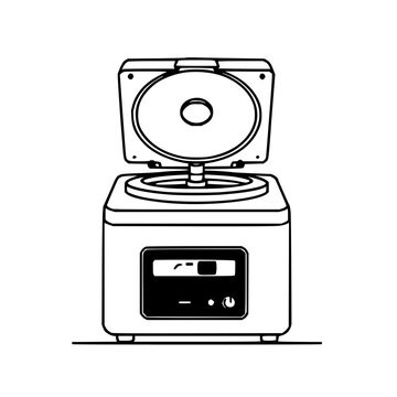 42. Flat vector icon of a laboratory centrifuge, biotechnology equipment, modern geometric style, isolated on white. set with simple line art design featuring simple design, minimalist, black and w...