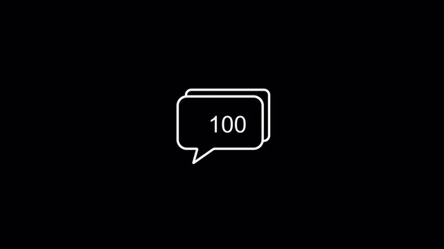 Social media notification pop up counter animation: comments icon. 4K videos animated
