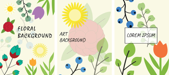Colorful floral art pattern with various hand drawn flowers leaves and berries for decorative design Vector © Saddam231