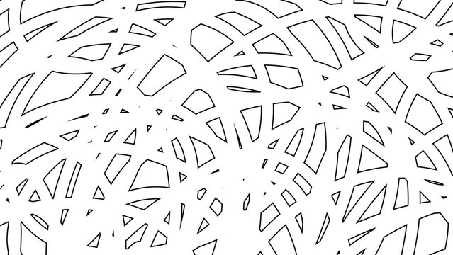 A minimalist seamless abstract background featuring a dense network of overlapping, tangled hand-drawn black lines and chaotic curves on a white backdrop.