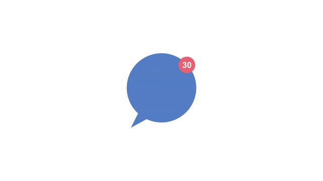 Social media notification pop up counter animation: new comments icon. 4K videos animated