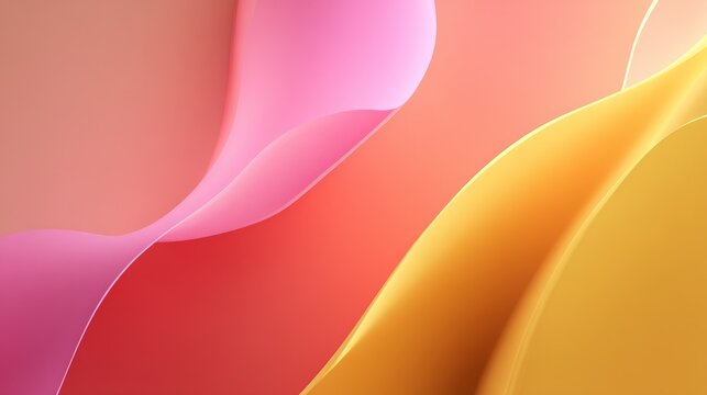 Minimalist abstract background with smooth curves, simple shapes, and soft pink and dark yellow gradient, creating calm and elegant design inspired by modern smartphone wallpaper
