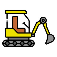 Naklejka premium Yellow excavator construction vehicle icon
