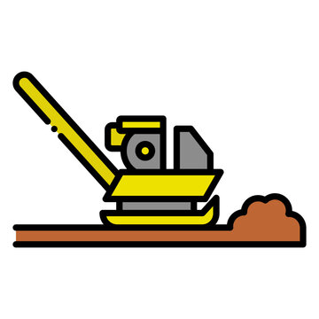 Plate compactor machine for road work icon