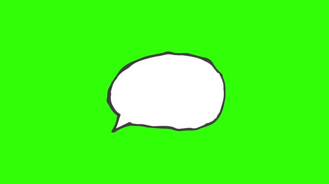 Handwritten style animated speech bubble icon, hand drawn bubble cloud on transparent background