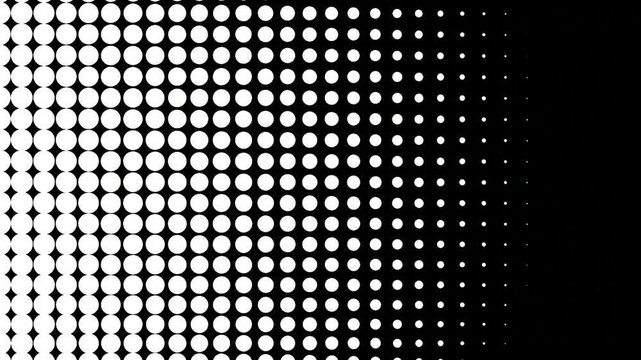 A monochrome abstract background featuring a gradient of white circular dots
