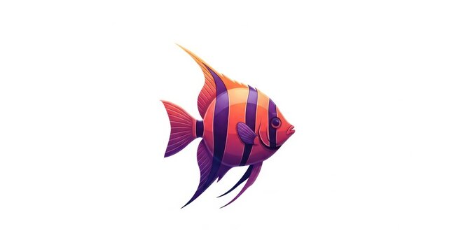 Vibrant tropical angelfish with purple and orange stripes