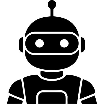 Cute Robot Character Avatar with Antenna and Visor Screen