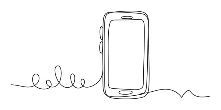 Smartphone drawn with a single continuous line style