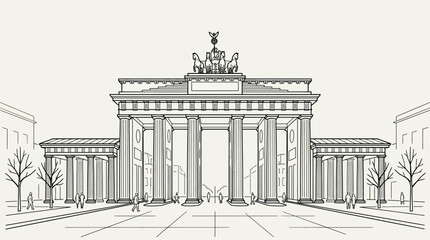 Brandenburg Gate Sketch - Iconic Berlin Landmark, German Architecture, Travel Destination © Karolina