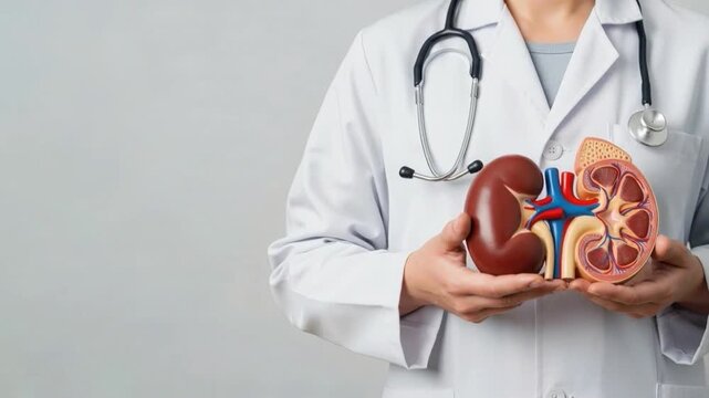 Medical holding human heart model for educational presentation