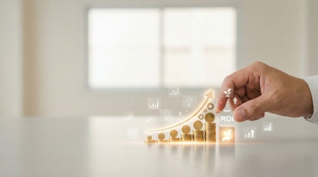 Person's hand holding a golden house model illustrating the concept of roi growth strategy in real estate