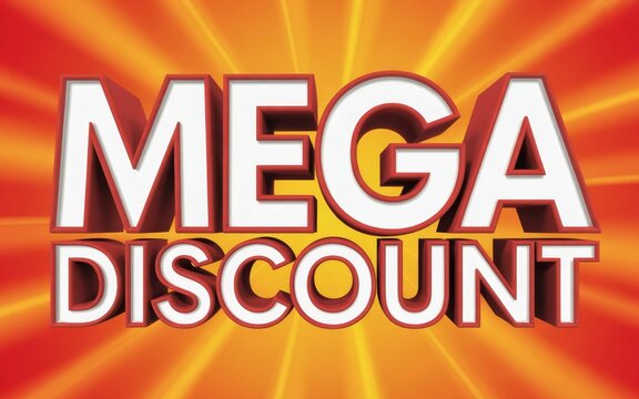 Mega discount text with bright background price reduction big sale money saving limited time lowest price online shopping discount promotion shopping commercial marketing advertisement