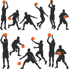Basketball Player Silhouette Collection with Athletic Sports Action Poses for Team and Graphic Design Projects © SunilKumar