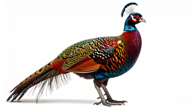 Colorful pheasant on white background