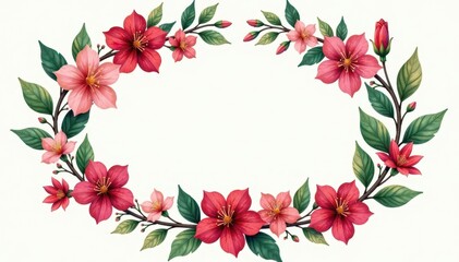 Fototapeta premium Botanical-style floral wreath with calligraphic elements, botany, typography