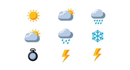 Obraz premium Weather icons set on white background