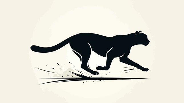 Running Black Panther Silhouette Minimalist Vector Graphic
