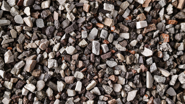 Textured Background of Multi-Colored Crushed Stone Gravel