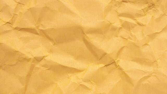 crumpled yellow kraft paper texture background