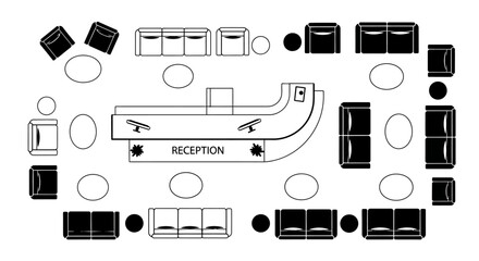 Modern Reception Area Floor Plan Design Layout. © Siti