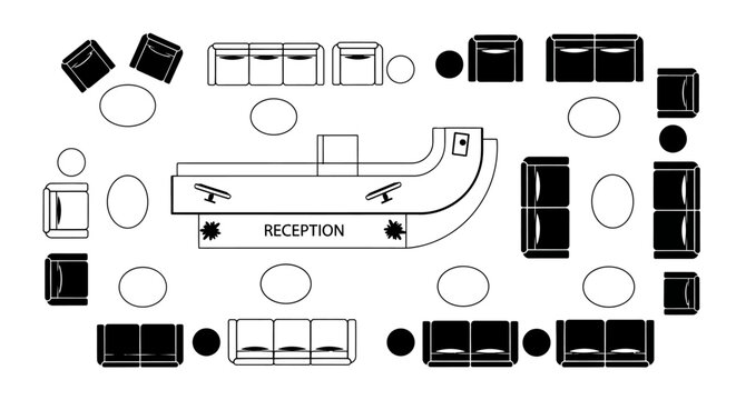 Modern Reception Area Floor Plan Design Layout.