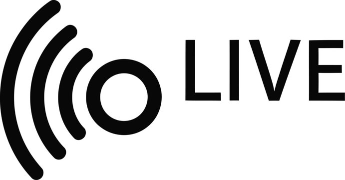 Live streaming signal logo with wi fi waves and text