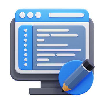 code editor 3d icon illustrtaion
