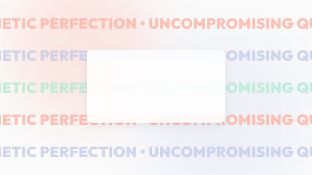 Minimalist Pastel Gradient Background with Scrolling Text Aesthetic Perfection Uncompromising Quality