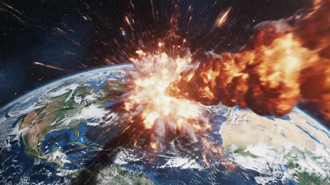 Massive Asteroid Impact on Earth Global Catastrophe and Extinction Event.