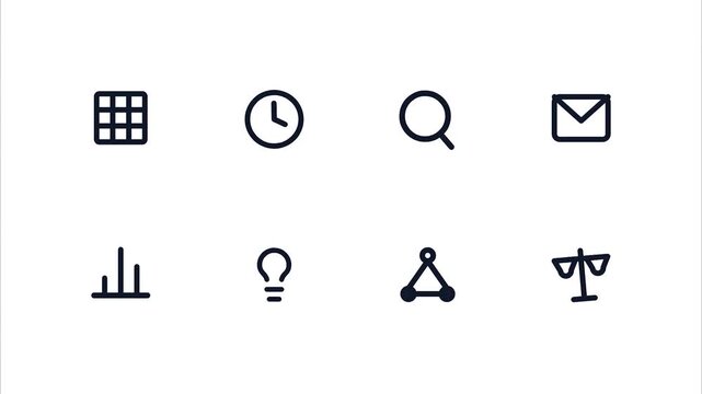 Minimalist line icon set for business and technology