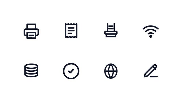 Minimalist linear business and technology icons set