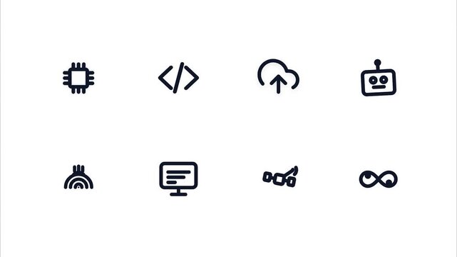 Minimalist technology and programming line icon collection