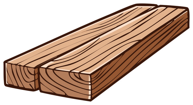 Illustration of Two Parallel Wood Planks Showing Grain Pattern and Brown Coloring