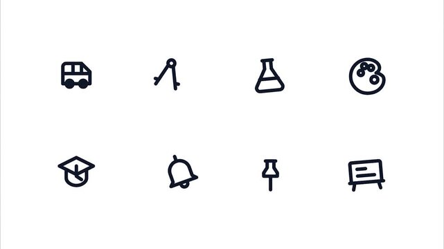 Set of hand drawn school and education icons on white background