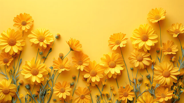 Banner Featuring Yellow Flowers on an Isolated Background