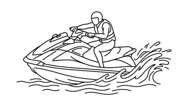 Jet Ski Rider, Water Sports, Summer Fun, Vector Illustration
