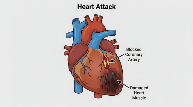 Senior Man Suffering Acute Myocardial Infarction clutching Chest in Pain, Medical Emergency Concept of Cardiac Arrest and Cardiovascular Disease Symptoms in Older Adult Male