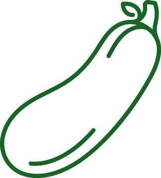 Green line art illustration of a single zucchini vegetable from side view