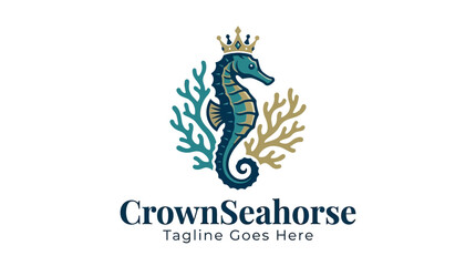 Regal Crowned Seahorse Illustration Highlighting Marine Creature © LenteraCinema