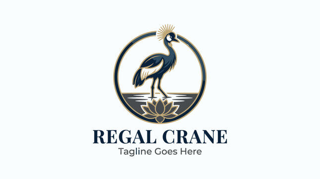 regal crane bird logo silhouette suitable for branding