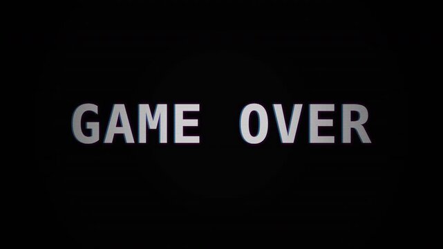 A dark background with bold, illuminated text displaying 'GAME OVER' in a fading purple hue.