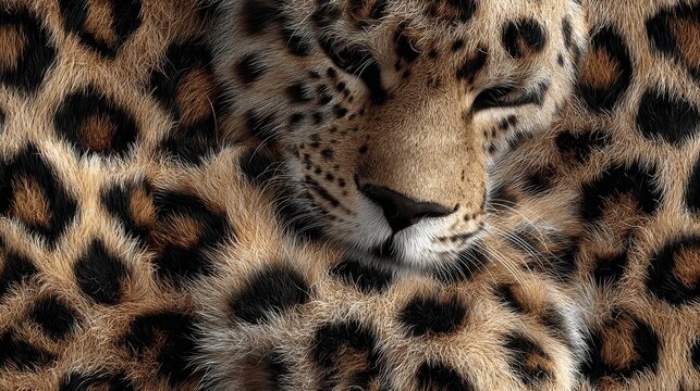 High resolution seamless leopard print pattern with detailed spots, natural texture, organic shapes, warm tones and smooth repeating design creating a continuous and realistic animal surface effect