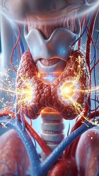Hyperthyroidism impacts thyroid gland by altering hormone levels causing medical complications with endocrine system affecting neck vascular biology and detailed anatomy requiring careful diagnosis