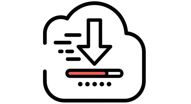 Cloud download progress bar icon with arrow.