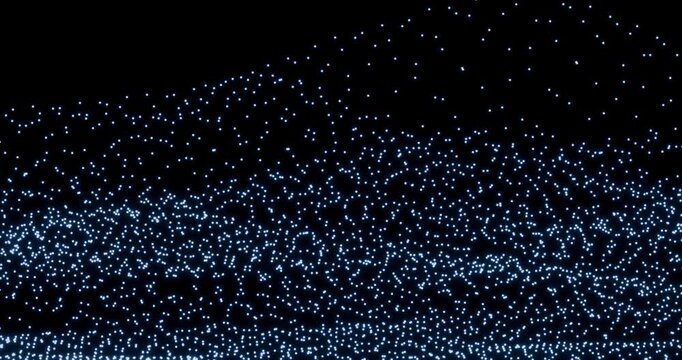 Abstract glowing wave. Cyber digital stylized dot art background. 4K 3D rendering loop animation.