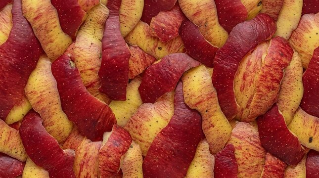 Close-up Macro Texture of Red and Green Apple Skin.