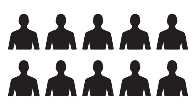 User avatar icon pack with multiple anonymous profile placeholders for community member lists
